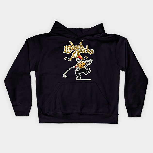 Defunct Muskegon Lumberjacks Hockey Team Kids Hoodie by Defunctland